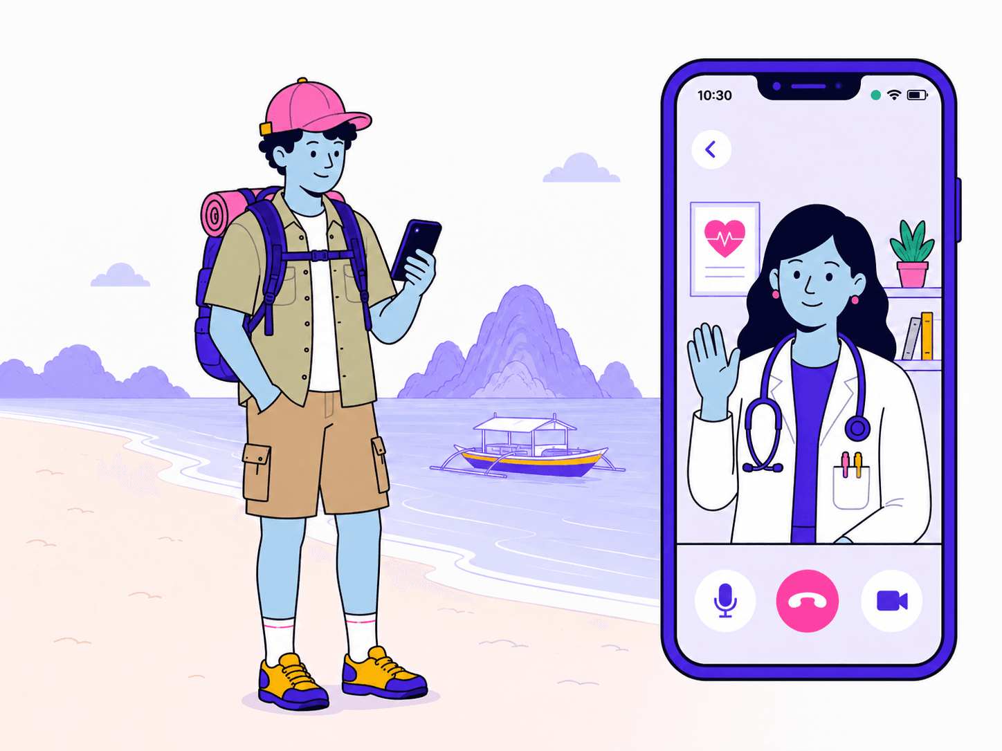 Illustration: See an Online Doctor in the Philippines — By video, from any island.