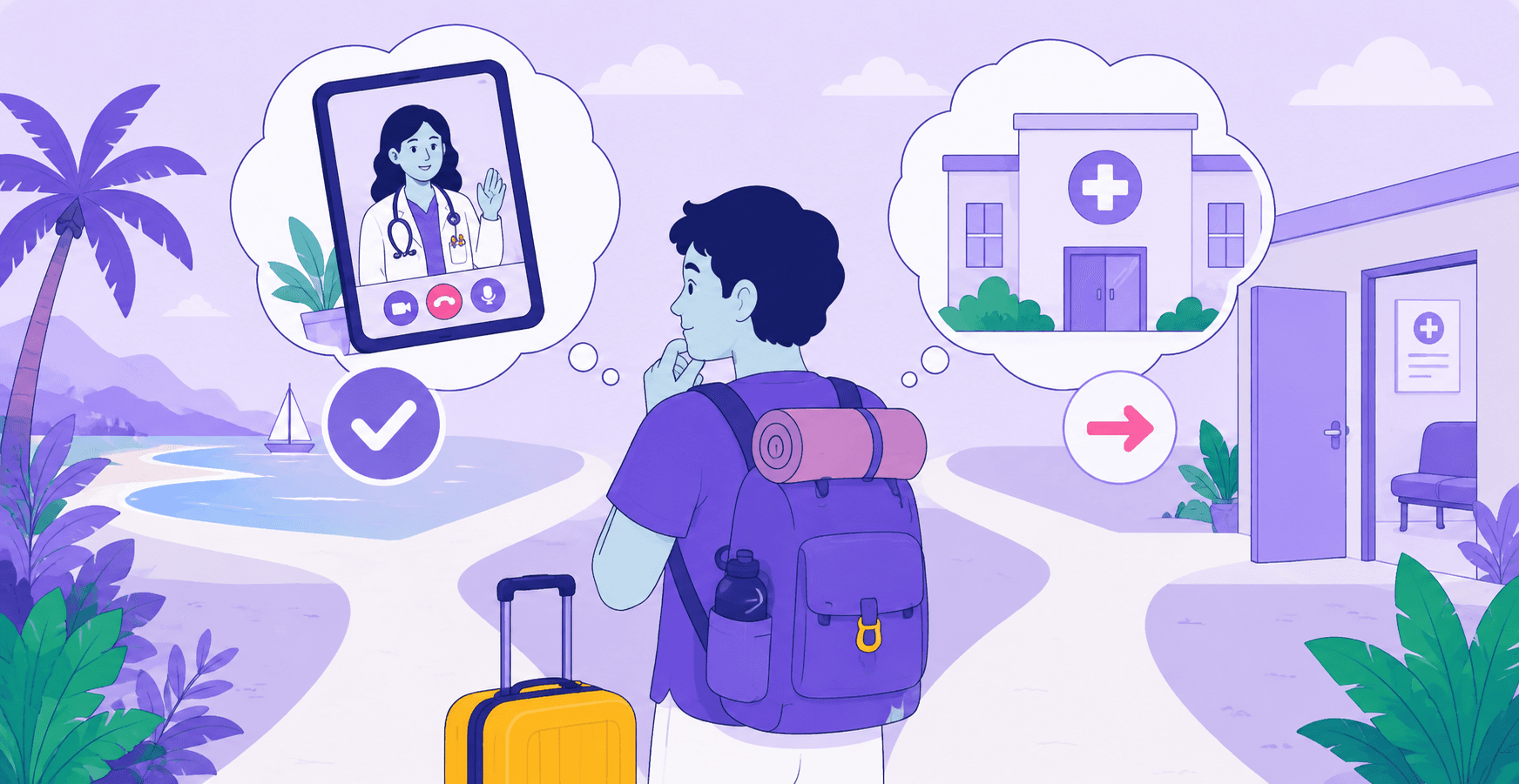 Illustration: See an Online Doctor in India — By video, from your room.